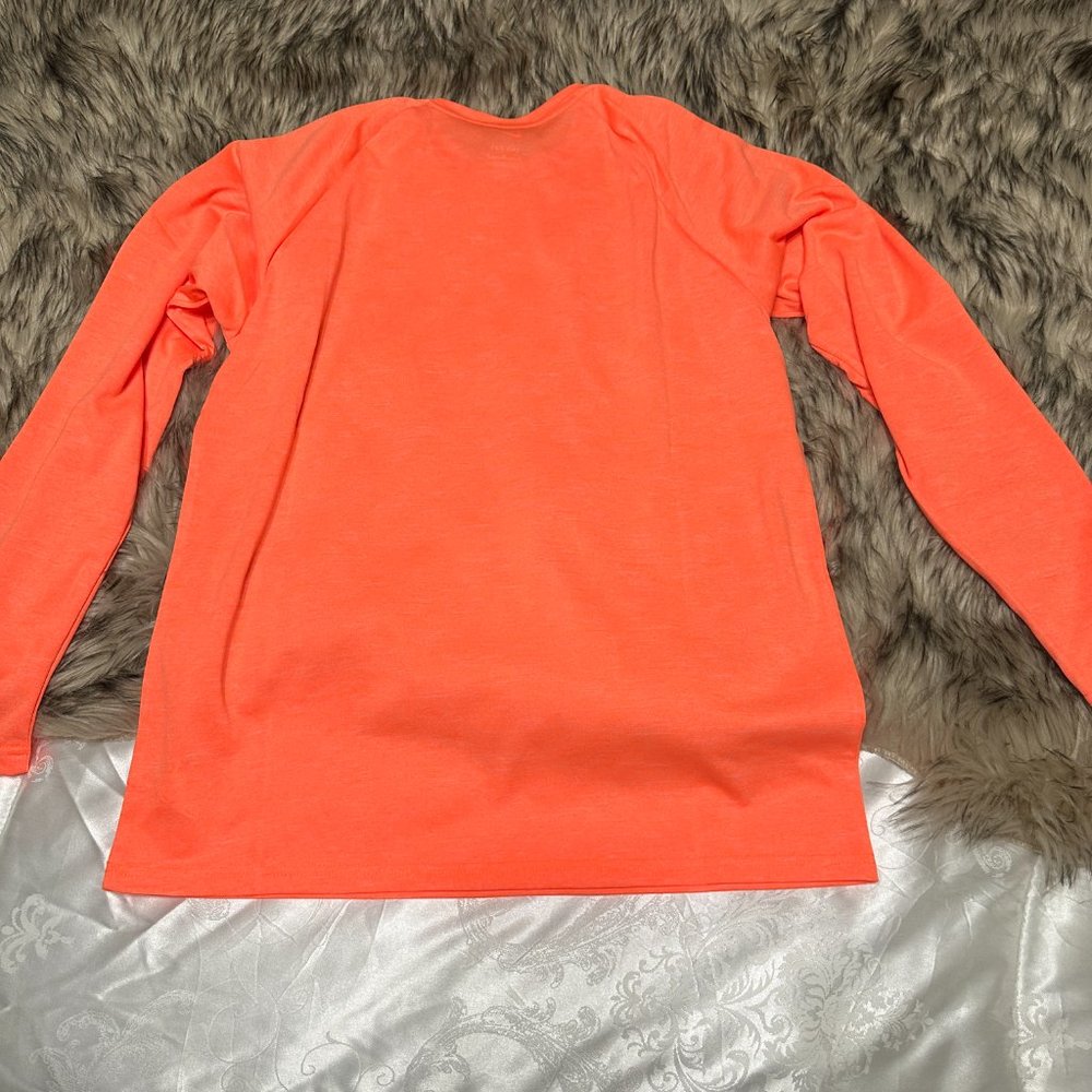 Nike Swim Mens Bright Orange Mango Dri-Fit UPF 40+ Long Sleeve Gym Shirt Med - Picture 9 of 9